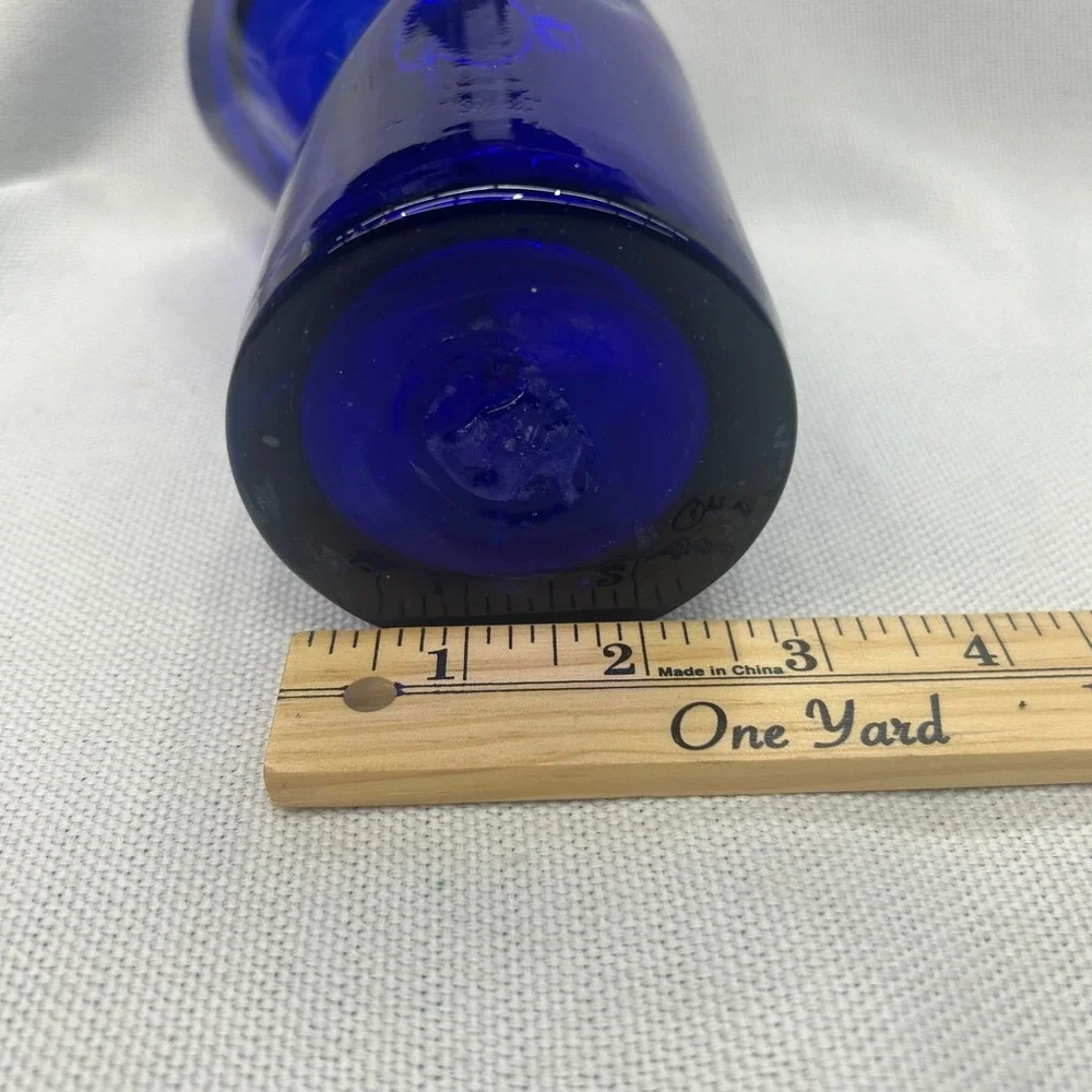 Hand Blown Cobalt Blue Art Glass Tumblers Set 3‎ Twisted Mexican Drunken Glasses
